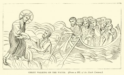 Christus geht auf dem Wasser von English School