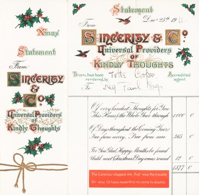 Weihnachtsbotschaft (Gute Gedanken), Weihnachtskarte von English School