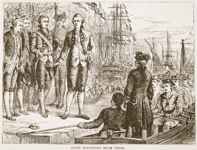 Clive verlässt Indien, Illustration aus Cassells Illustrierter Geschichte Indiens von James Grant, veröffentlicht 1879 von English School