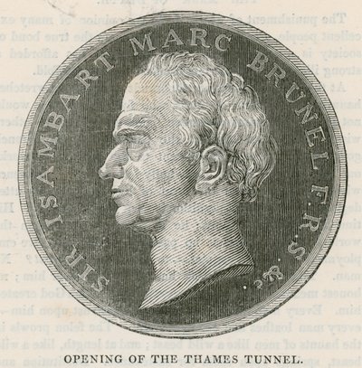 Münze, die zur Zeit der Eröffnung des Thames-Tunnels ausgegeben wurde von English School