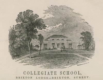Collegiate School, Brixton Lodge, Brixton, Surrey von English School