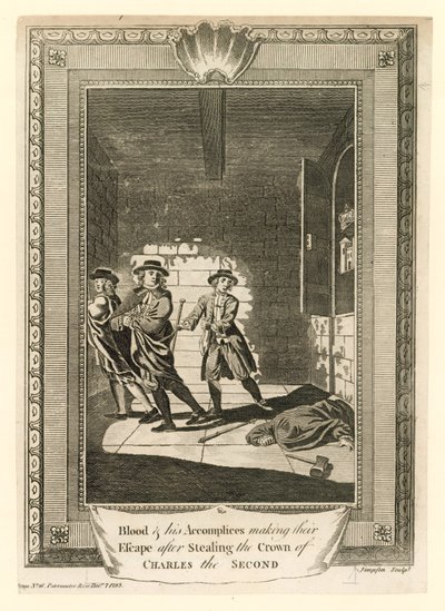 Oberst Blood und seine Komplizen fliehen nach dem Diebstahl der Krone von König Karl II. von English School