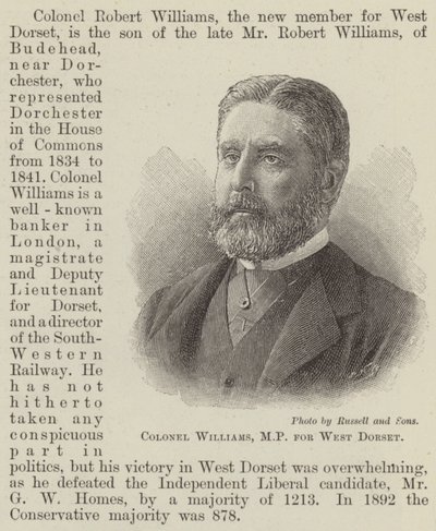 Oberst Williams, MP für West Dorset von English School