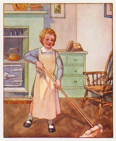 Befehle: Fegen Sie den Boden (Farblithografie) von English School