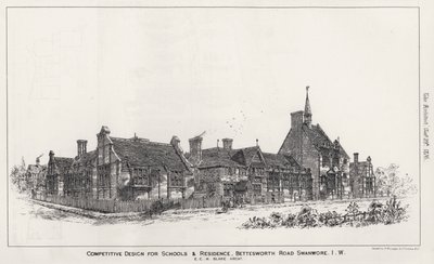 Wettbewerbsentwurf für Schulen und Residenz, Bettesworth Road, Swanwore, Isle of Wight von English School