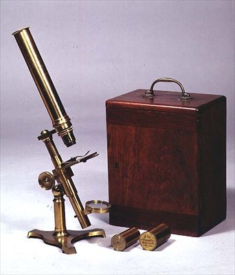 Monokulares Mikroskop, hergestellt von Amadio Optician, London, ca. 1860 von English School