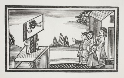 Verurteilt, eine Stunde oder länger im Pranger zu stehen, Illustration aus Chap-books des achtzehnten Jahrhunderts von John Ashton, veröffentlicht 1882 von English School