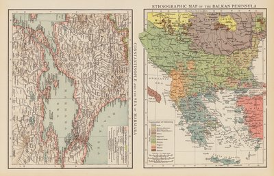 Konstantinopel und das Marmarameer; Ethnographische Karte der Balkanhalbinsel von English School