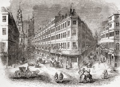 Cornhill, The Exchange und Lombard Street, London, England Mitte des 19. Jahrhunderts, aus Old England: A Pictorial Museum, veröffentlicht 1847 von English School