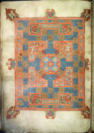 Teppichseite, die das Evangelium des Markus eröffnet, aus den Lindisfarne Evangelien, 710-721 von English School