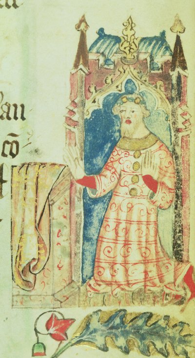 Cott Nero D VII f.7 Porträt von John of Gaunt, Herzog von Lancaster, aus dem Wohltäterbuch der Abtei St. Alban