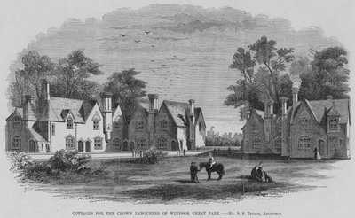 Häuser für die Kronarbeiter des Windsor Great Park (Gravur) von English School