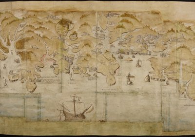 Karte der Küste zwischen Fowey und Salcombe, einschließlich Plymouth. Teil einer Panoramakarte der Küste von Land