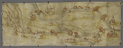Karte des Flusses Trent und seiner Nebenflüsse zwischen Nottingham und Newark, c.1540 von English School