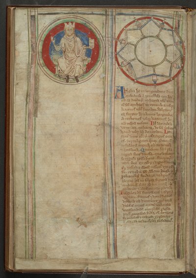 Cotton MS Claudius D VI, f.5v: Beschreibung der sieben Königreiche der angelsächsischen Heptarchie von English School