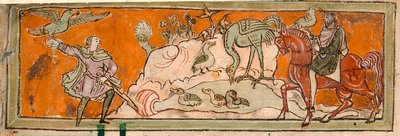 Jagd mit dem Falken, Illustration für Oktober aus einem 