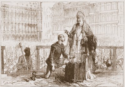 Graf Egmont auf dem Schafott vor seiner Hinrichtung, Illustration aus 