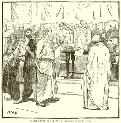 Gerichtsszene im alten Rom.—Vertreibung der Sophisten von English School