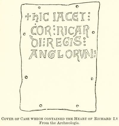 Deckel des Behälters, der das Herz von Richard I. enthielt von English School
