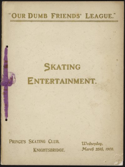 Titelblatt des Programms der Our Dumb Friends League Eislaufunterhaltung von English School