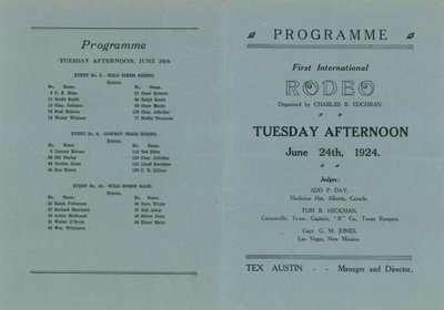 Deckblatt des Programms für das erste internationale Rodeo von English School