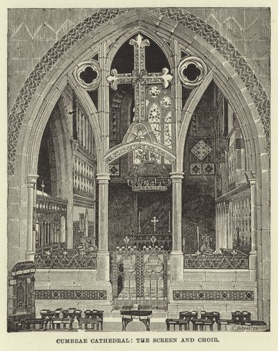 Kathedrale von Cumbrae, der Schirm und der Chor von English School