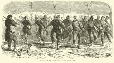 Tanz französischer Soldaten im Lager, November 1870 von English School