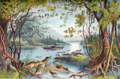 David Livingstones Schiff The Ma-Robert auf dem Sambesi-Fluss, Afrika, während seiner Sambesi-Expedition im 19. Jahrhundert. Aus The Life and Explorations of Dr. Livingstone, veröffentlicht ca. 1875. von English School