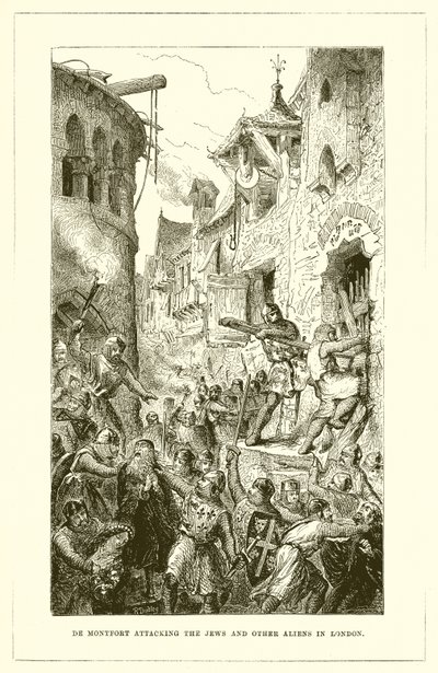 De Montfort greift die Juden und andere Ausländer in London an von English School