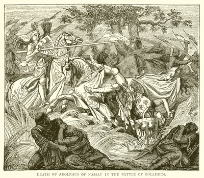 Tod von Adolf von Nassau in der Schlacht bei Göllheim von English School