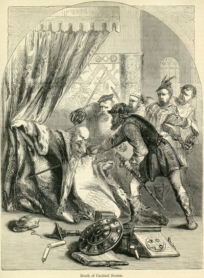 Tod von Kardinal Beaton, 29. Mai 1546 (Gravur) von English School