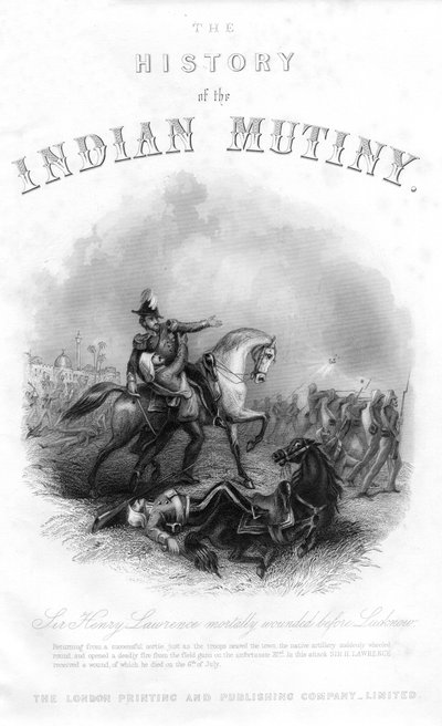 Tod von Sir Henry Montgomery Lawrence, aus Die Geschichte des indischen Aufstands, veröffentlicht 1858 von English School