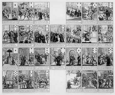 Kartenspiel mit Szenen aus der Regierungszeit von Königin Anne, 1704 von English School