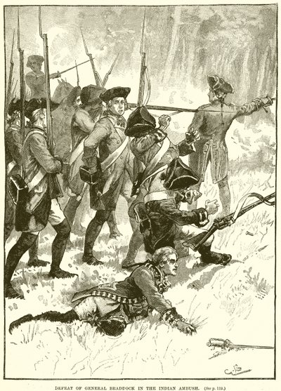 Niederlage von General Braddock im Indianerhinterhalt von English School