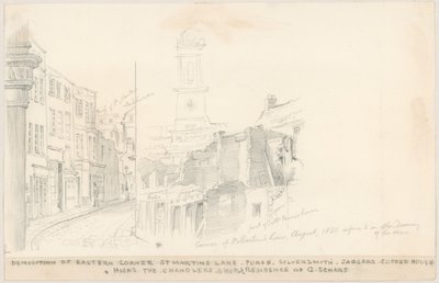 Abriss der östlichen Ecke, St. Martins Lane, London von English School
