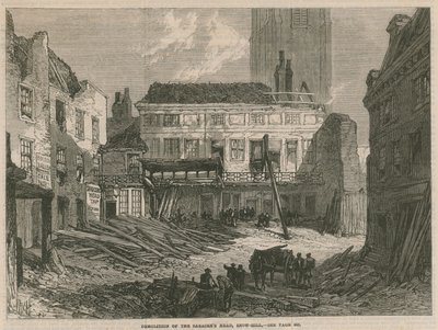Abriss des Saracens Head, Snow Hill, London von English School