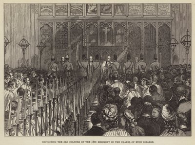 Ablage der alten Farben des 14. Regiments in der Kapelle des Eton College (Stich) von English School