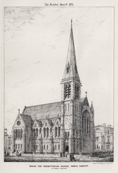 Entwurf für Presbyterianische Kirche, Roath, Cardiff von English School