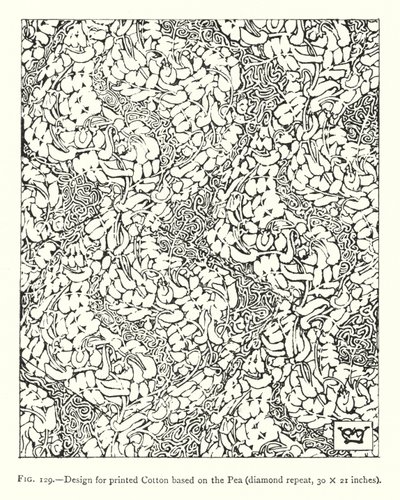 Design für bedruckte Baumwolle basierend auf der Erbse, Diamantmuster, 30 × 21 Zoll von English School