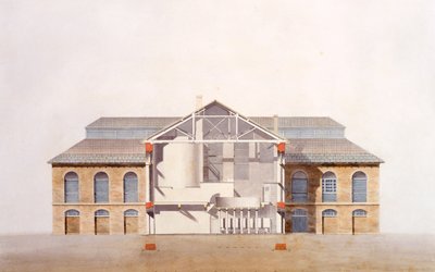 Entwurf für die Stag-Brauerei, Originalmanuskriptzeichnung aus den Büros von George Saunders, ca. 1807 von English School