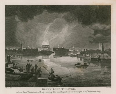 Zerstörung des Drury Lane Theatre, 24. Februar 1809 von English School