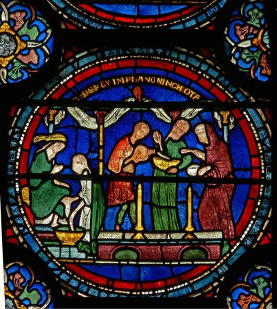 Detail des Wunderfensters, das Petronillas Heilung zeigt (Detail) von English School