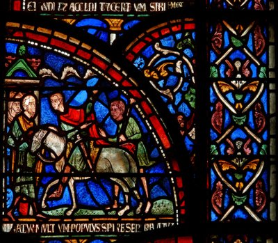 Detail aus dem Wunderfenster mit einer Szene aus der Rettung von William von Gloucester von English School