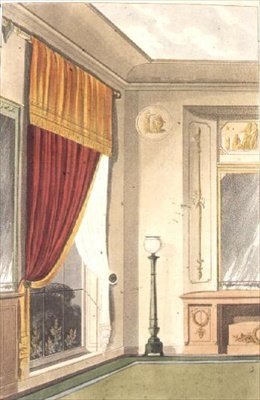 Esszimmerfenstervorhang und Anrichte, Tafel 86 aus Ackermann