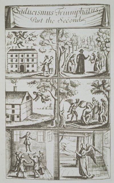 Diverse Manifestationen des Teufels, Kopie einer Illustration aus Sadducismus Triumphatus Teil II, von Joseph Glanvil, London 1681, verwendet in einer Geschichte der Magie, veröffentlicht Ende des 19. Jahrhunderts von English School