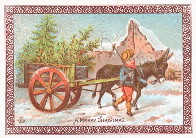 Esel zieht Wagen, Weihnachtskarte von English School