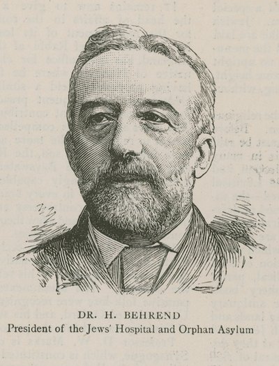 Dr. H Behrend, Präsident des jüdischen Krankenhauses und Waisenhauses von English School