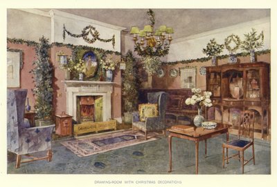 Wohnzimmer mit Weihnachtsdekorationen von English School