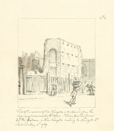 Zeichnung der Überreste von Old Newgate von English School