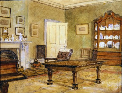 Saloninterieur mit Porzellansammlung, ca. 1890 von English School